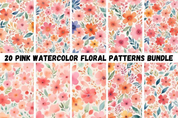 20 Pink Watercolor Floral Patterns