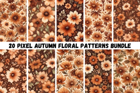 20 Pixel Autumn Floral Patterns: Elevating Your Creative Projects with High-Res Watercolor Art