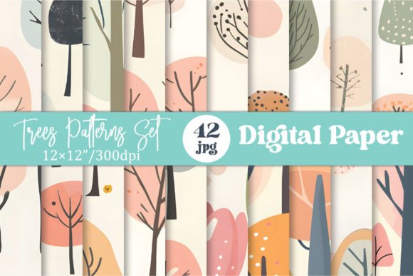 42 Trees Seamless Patterns Set: Elevate Your Design Assets