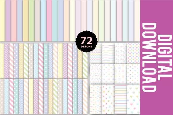 72 Digital Pastels Paper Patterns Bundle