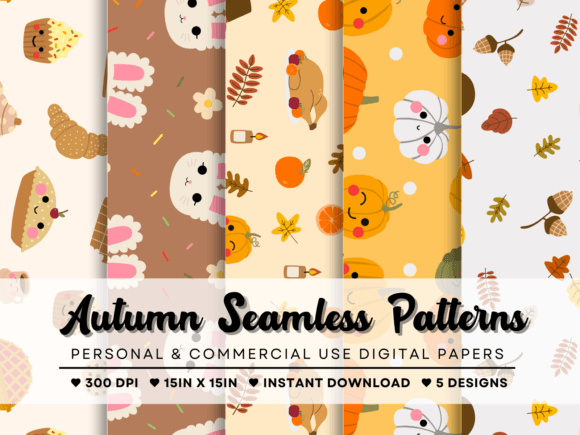 Autumn Cute Seamless Patterns for Creative Projects
