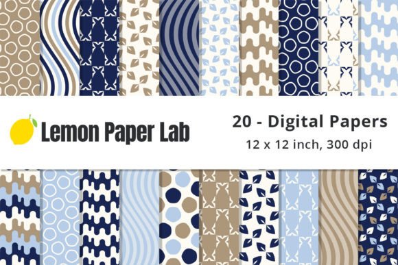 Blue, Brown and White Geometric Patterns: A Versatile Design Resource