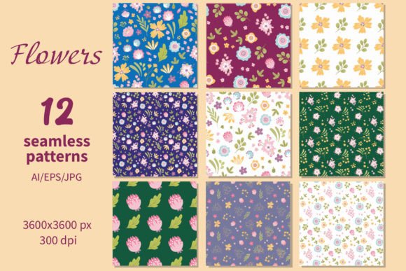 Flowers- Paper Seamless Patterns