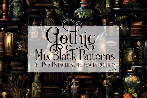 Gothic Wiccan Black Seamless Patterns 8: Elevate Your Dark Aesthetic Crafts