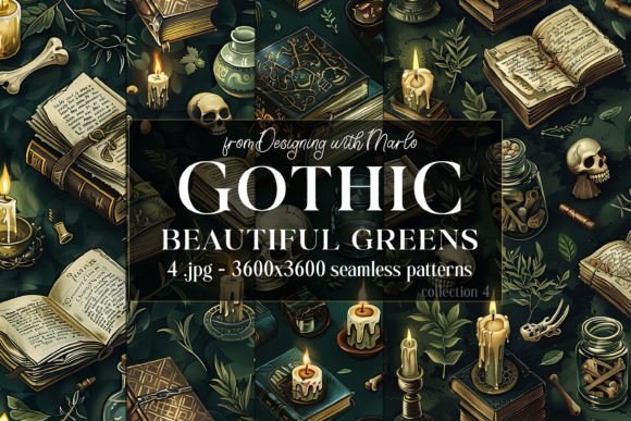 Gothic Wiccan Green Seamless Patterns 4: A Strategic Asset for Digital and Physical Craft Workflows