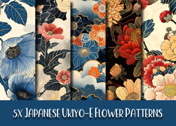 Japanese Ukiyo-E Art Flower Patterns