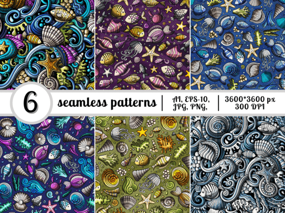 Sea Life Doodle Seamless Patterns: A Creative Resource for Modern Design
