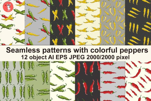 Seamless Patterns with Colorful Peppers for Vibrant Design